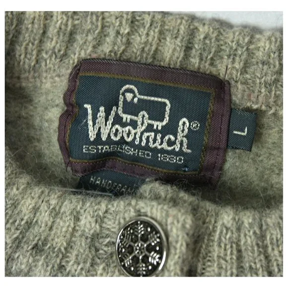 Vintage Woolrich Wool Fair Isle Cardigan Sweater Winter Sports Gray - XS - Picture 3 of 8